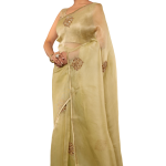Heritage Green Antique Flower Organza Saree | All Over Antique Butta Work | Jaipurio Designer Collection